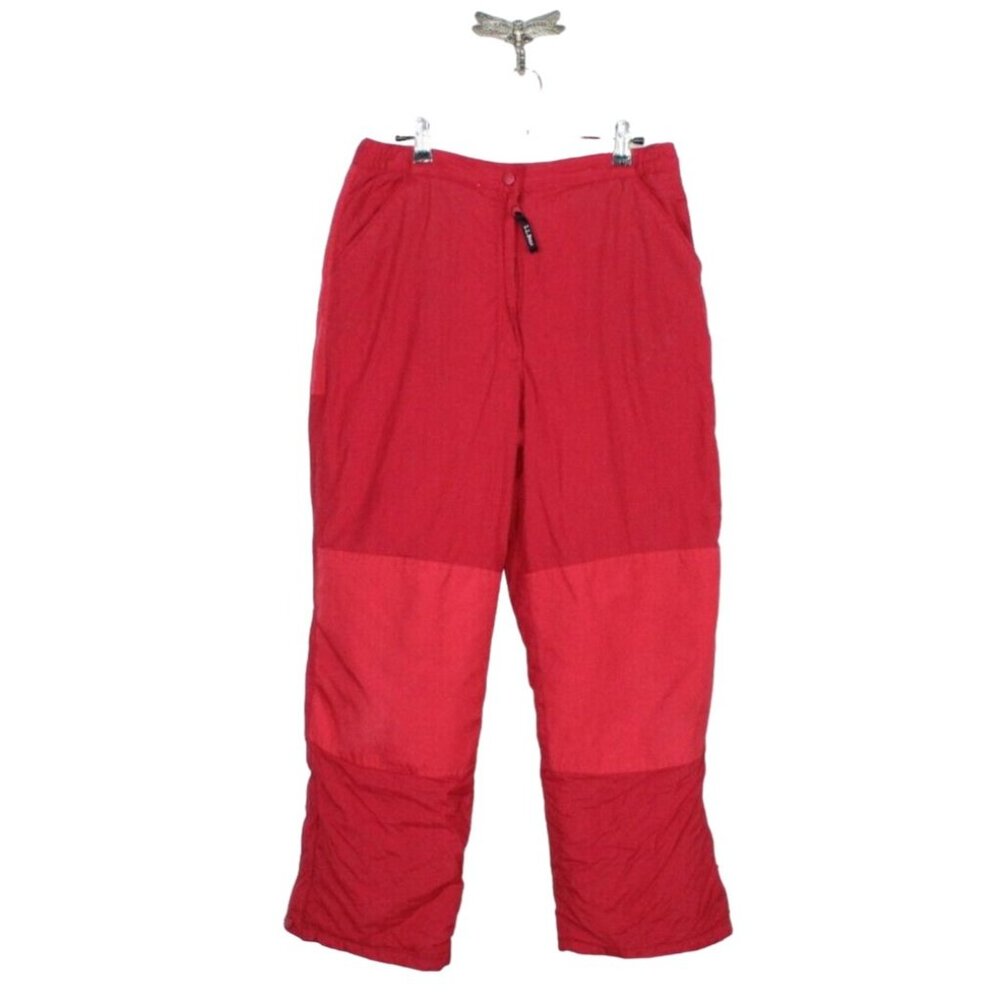 LL Bean Red Nylon Polyester Lined Insulated Pants Size 18 - Picture 1 of 10